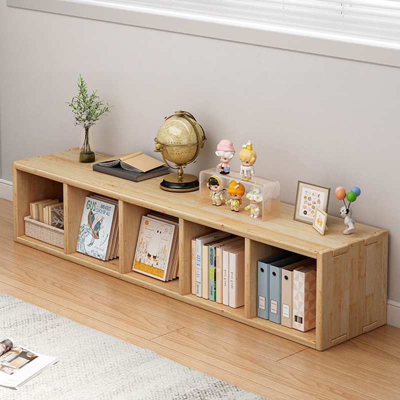 All-Solid Wood Bay Window Cabinet, Storage Cabinet, Balcony Bookshelf, Wall-Mounted Single-Layer Long Storage Cabinet, Low Floor-Standing Bookcase