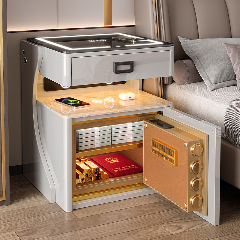 Intelligent safe bed head cabinet integrated 2023 new modern minimalist bedroom Anti-theft rock plate Home containing cabinet-Taobao