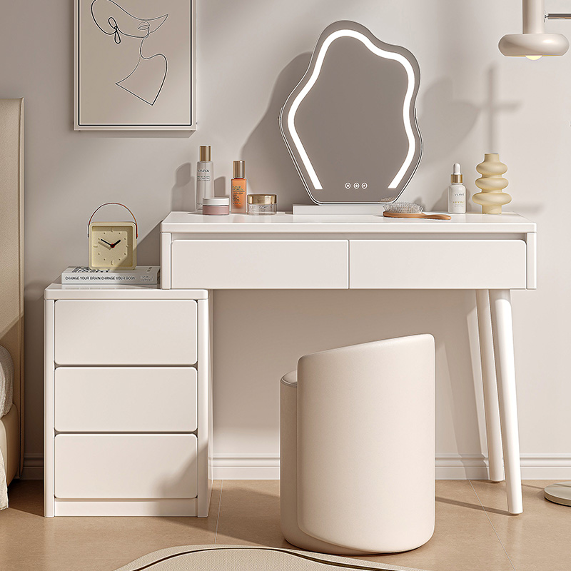 Cream Wind Dresser dresser Bedroom minimalist modern 2023 new light lavish bed head cabinet Makeup Table Integral Cockpit solid wood-Taobao