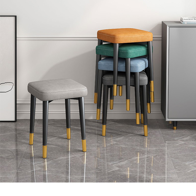 Nordic light luxury backrest dining chair home net red makeup small stool simple iron art stackable dining table chair ins