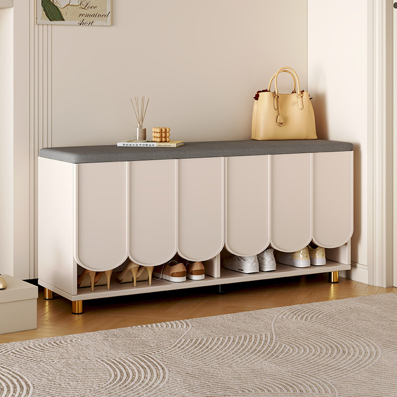 Willy-style Cream Wind Swapped Shoes Stool Home Doorway Possible shoe cabinet Multi-layer dust-proof shoe rack Entrance Soft-bag Wear stool-Taobao