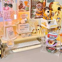 Acrylic computer display heightening frame U type integrated transparent suspension blind box display table top containing shelf