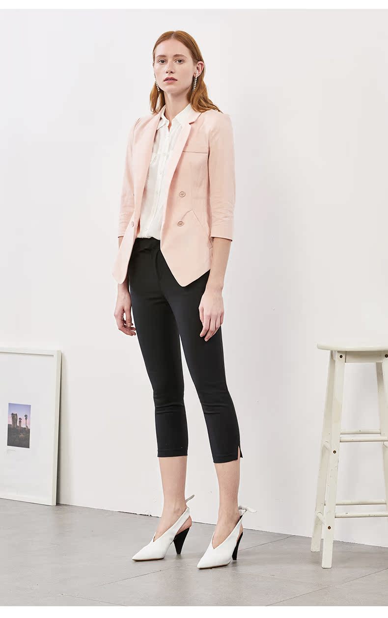 Ainos Ya Shi áo hai dây tay áo hai dây Slim nữ 2018 mùa xuân mới áo khoác cotton nữ 70221347 áo khoác blazer nữ
