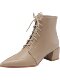 Sheepskin thick heel short boots for women, spring and autumn single boots, French pointed high heels, winter lace-up Martin boots, retro boots