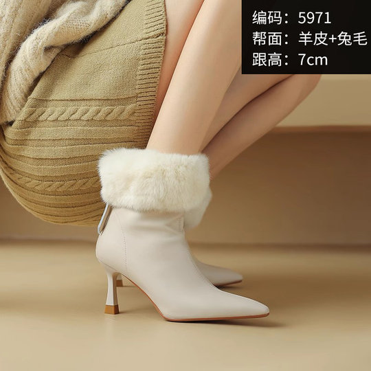 Pick up the leak! Genuine leather short boots for women, thick heel boots, autumn and winter sheepskin Martin boots, French deep-mouth ankle boots, women's single boots