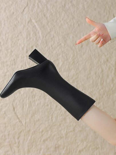 White genuine leather boots, mid-calf boots for women, autumn and winter, velvet, thickened lamb wool, warm, small, high-heeled shoes, short boots