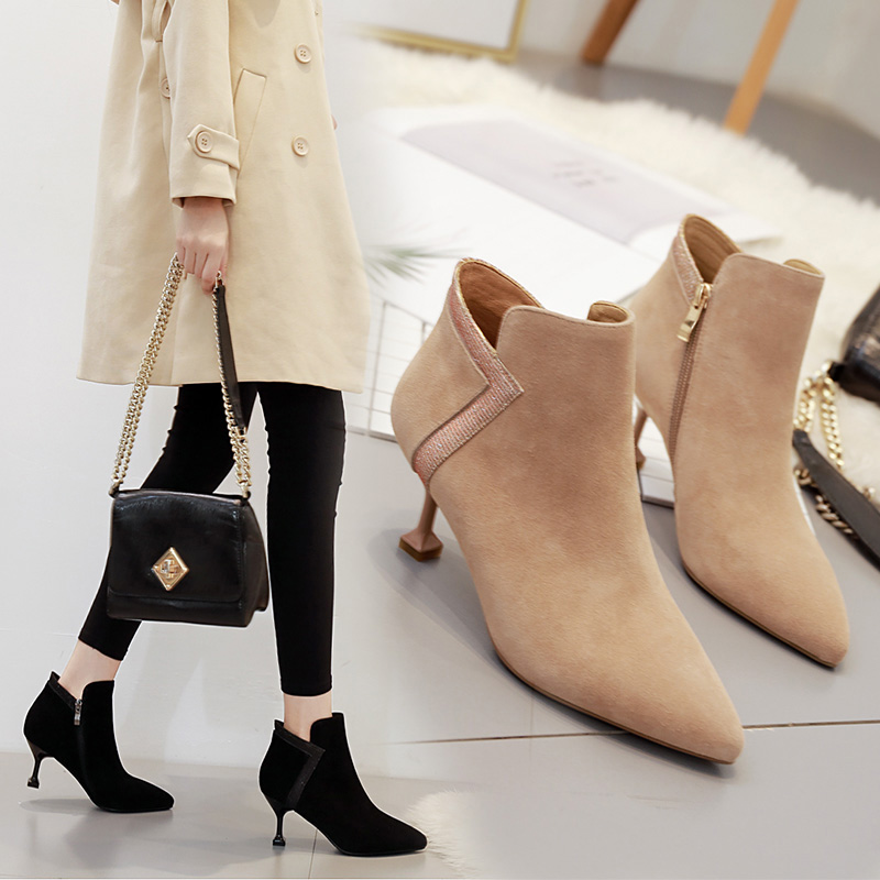 Naked Boots Woman 2021 Autumn Boots Single Boots Martin Boots Ankle Boots 100 Hitch Heels Slim Heel Winter Net Red Temperament Short Boots