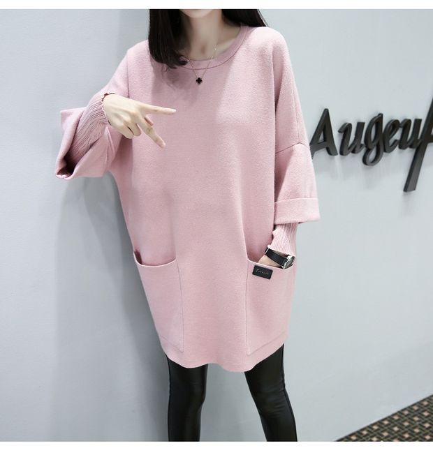 Bà bầu mặc quần áo mùa đông size rộng cho bà bầu áo sơ mi béo MM áo len dài tay áo thun đáy quần giả hai áo bầu đẹp