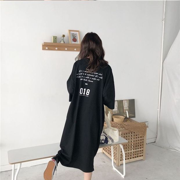 Đầm bầu cho mẹ bầu mùa hè tay áo dài 5 điểm chạm đáy áo thun Áo thun top 200 kg Hàn Quốc của váy bà bầu cotton - Áo thai sản siêu thị đồ bầu