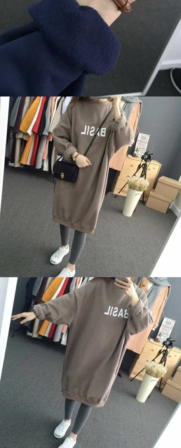 Mùa thu đông mặc cho bà bầu chất béo mm cộng với áo len dày nhung trong phần dài tay áo dài mùa đông áo phông cỡ lớn để giữ ấm áo bầu đẹp