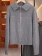 French simple style gray lapel sweater for women 2025 autumn and winter new fashion age-reducing loose sweater cardigan