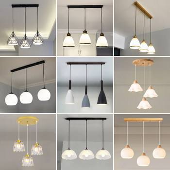 Nordic Diamond Restaurant Chandelier Three-Head Modern Minimalist Bar Lighting Creative Personality Round Cafe Restaurant Lamp
