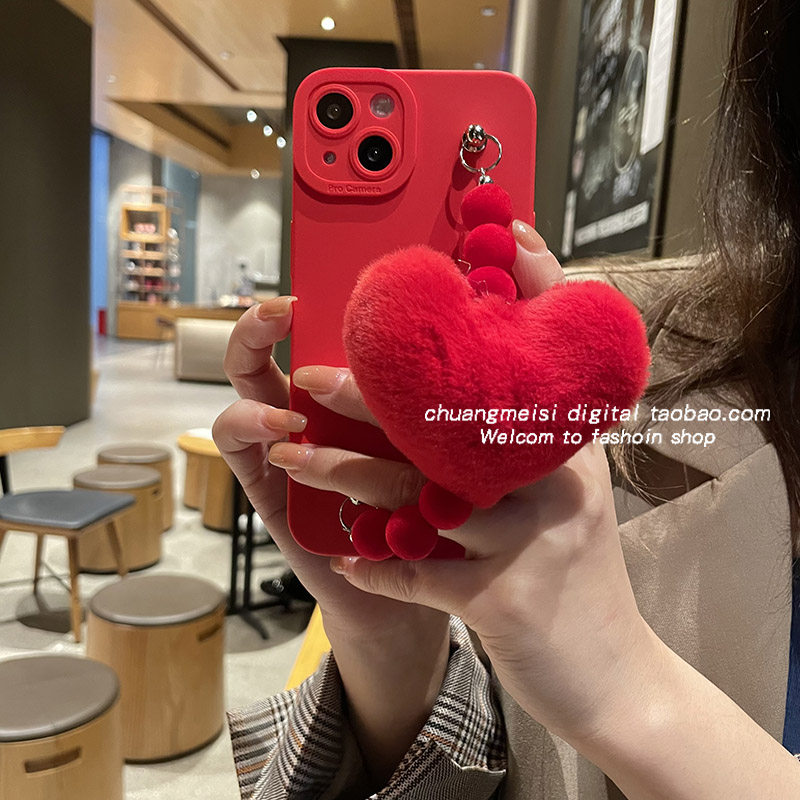 New Year's red loving plush chain is suitable for Huawei Enjoy 9plus Mobile Phone Protection Shell 20se Autumn Winter 10plus Women 20plus Silicone Gel Bestseller Brief 20pro Creative