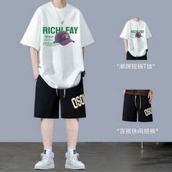 2026 Summer New Thin Hong Kong Style Men's Short Sleeve Loose Large Size Pure Cotton T-Shirt Trendy Versatile Couple Half-Sleeve Shirt