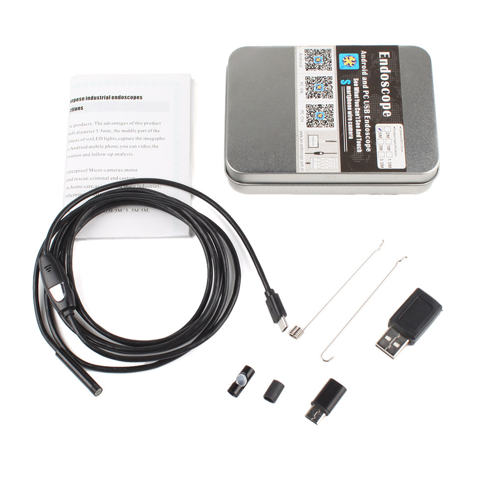 5m Android mobile phone 5 5mm endoscope drive-free camera Pipeline auto repair waterproof HD camera