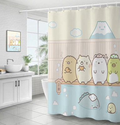 Japanese cartoon cute animal dressing room shower curtain door curtain thickened polyester fiber waterproof mildew-proof curtain door curtain partition window