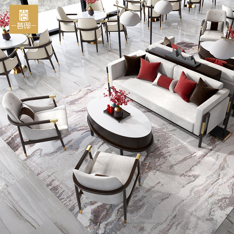 New Chinese style sales office negotiating sofa modern light luxury hotel lounge area card seat reception table and chair combination furniture