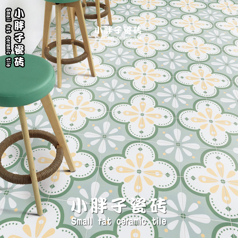 Nordic small frescoed green flower brick 250X250 kitchen guard wall brick shower room background garden balcony anti-slip floor tile