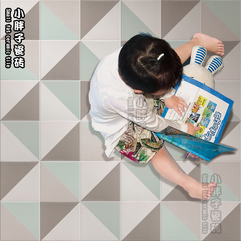 Color flower brick Kitchen Magnetic Brick Wall Brick Makeup Room Floor Tiles Dining Room Balcony Triangle 200 * 200 Geometric Flower Brick