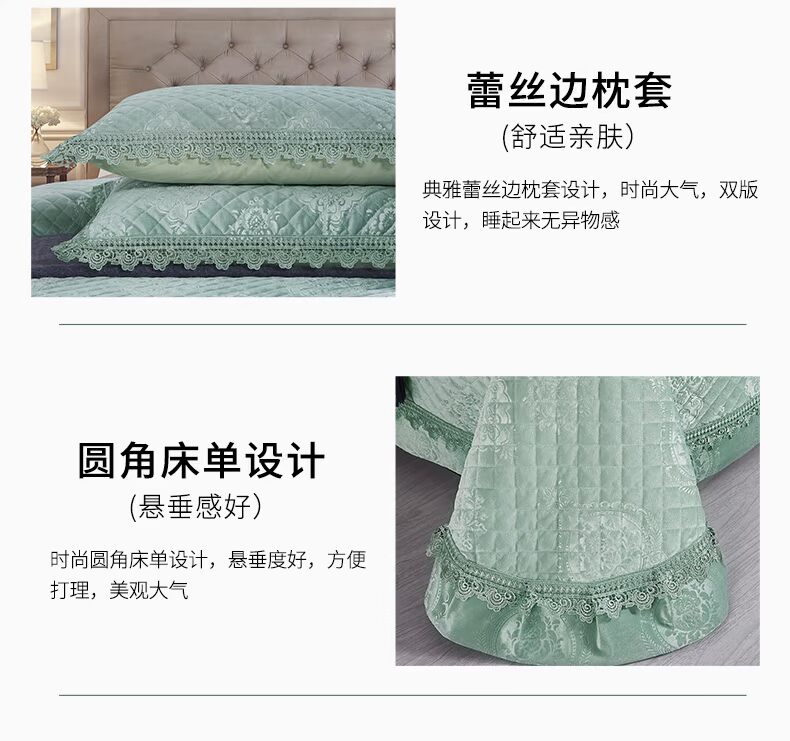 Gentry vàng ren giường bông bao gồm duy nhất mảnh tờ ba mảnh tấm bông chần xen Continental Mỹ Wujiantao - Trải giường ga trải giường thắng lợi