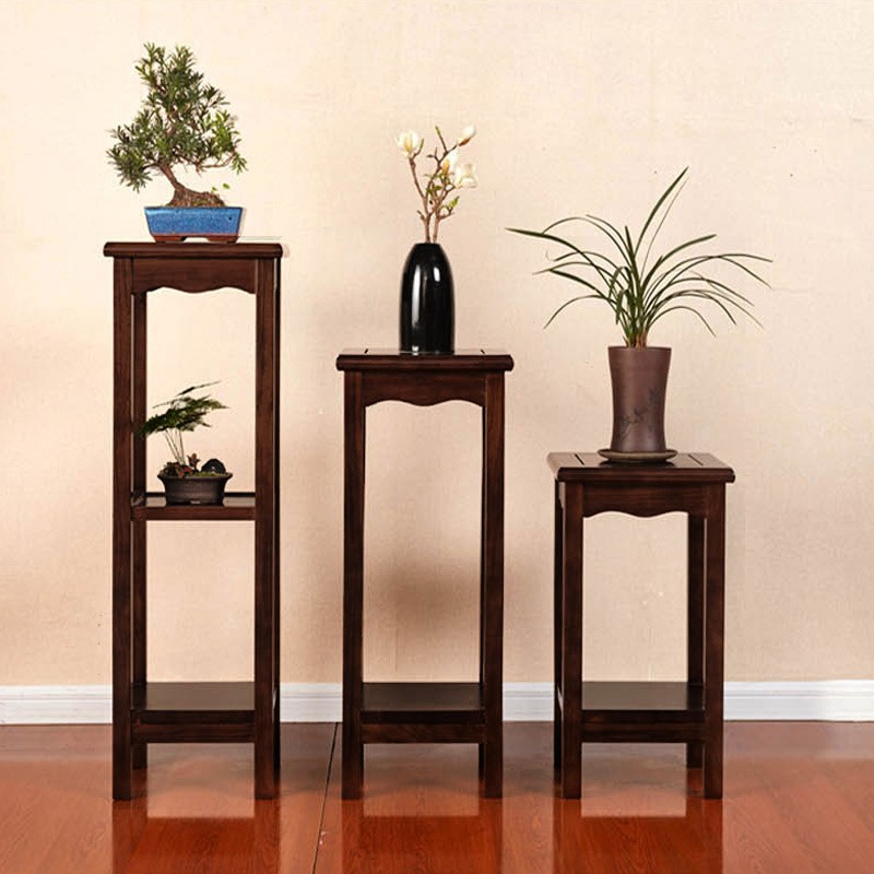 Chinese flower shelf New Chinese solid wood living room indoor bonsai shelf to ground single modern minimalist potted plant pendulum