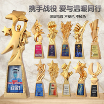 Creative Color Crystal Resin Trophy Medal Bespoke COVID Resistant Retrograde Heart Volunteer Medical Souvenir