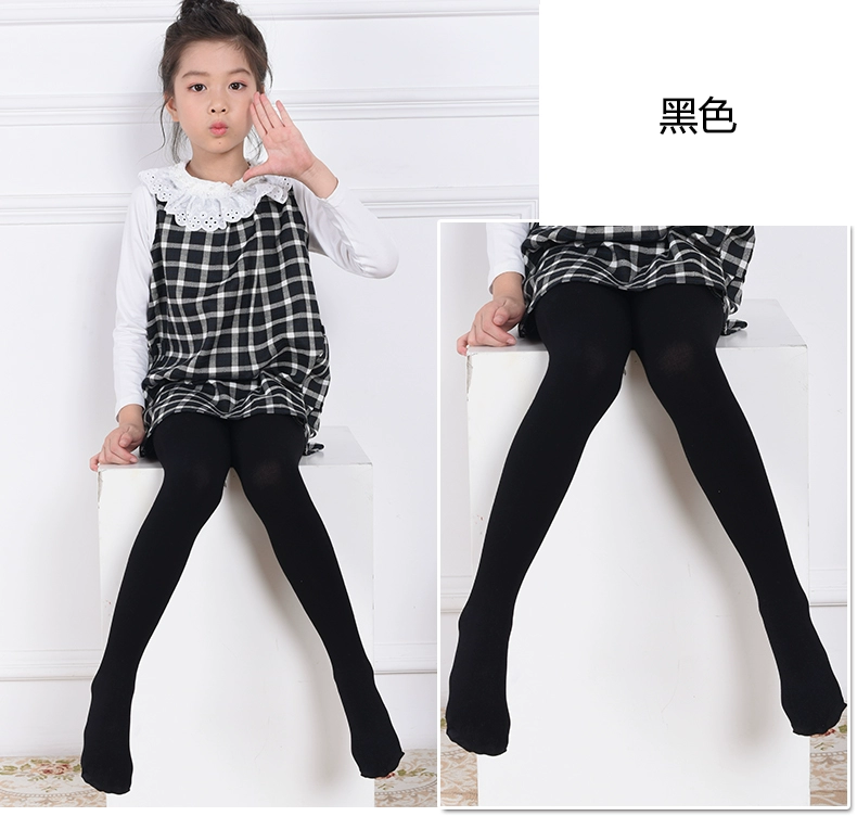 Cô gái quần lửng mùa xuân và mùa thu quần legging trẻ em mùa thu và mùa đông dày tập vớ vớ nhảy trắng dày