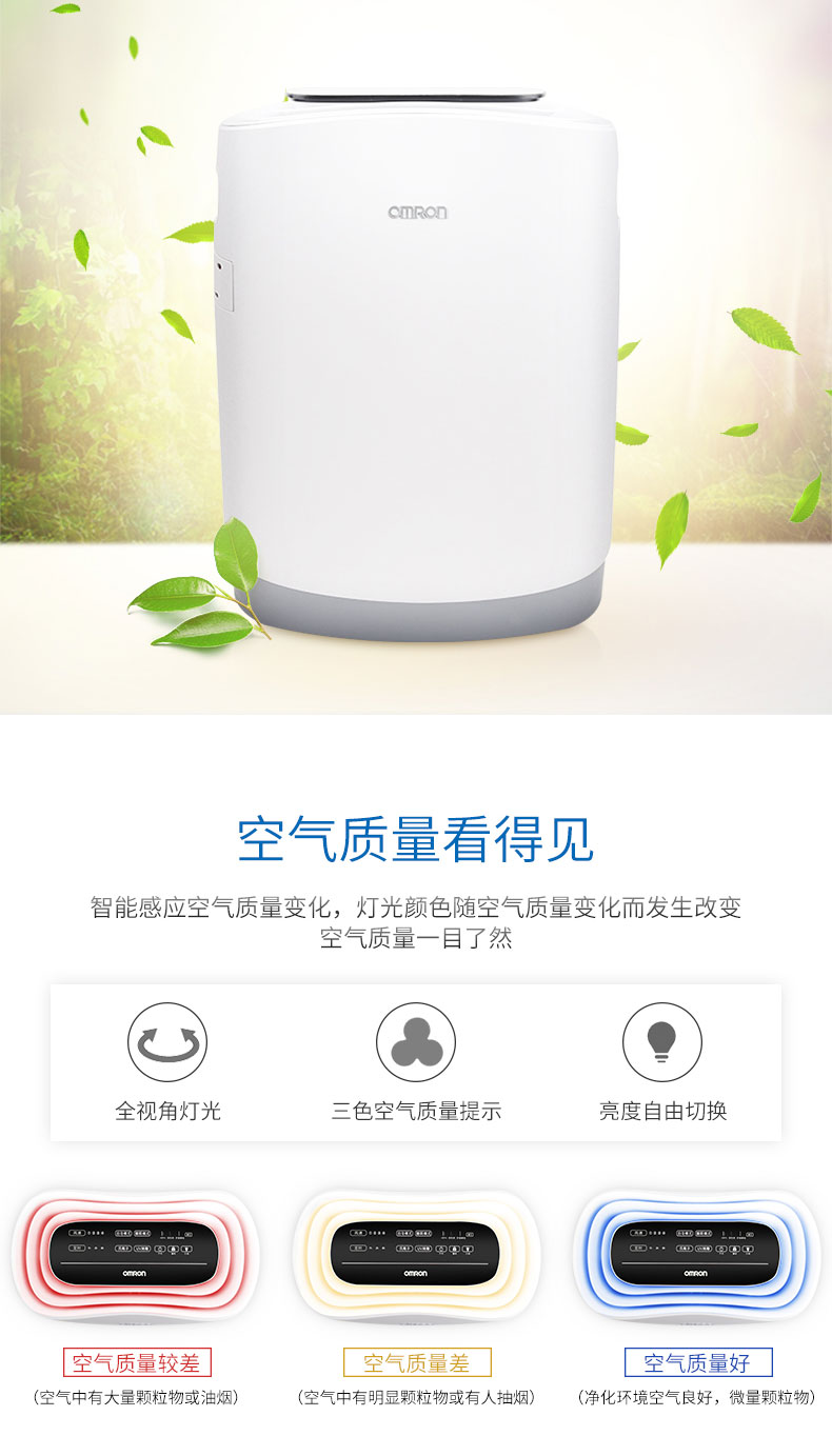 欧姆龙 除霾除菌 空气净化器 CADR 332.7m³/h 图5