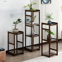 Flower stand indoor living room Chinese orchid multi-layer floor-standing solid wood flower potted bamboo shelf Green Rose
