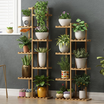 Flower rack Multi-storey indoor special price household balcony shelf Solid wood living room space-saving flower pot floor-to-ceiling green dill