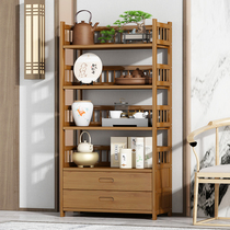 Nanzhu new Chinese tea storage cabinet tea Shelf shelf tea rack display rack tea set Cabinet small household