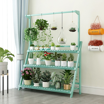 Xinghe home edge hanging basket flower stand floor folding multi-layer indoor balcony Net Red Wall living room shelf