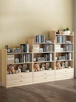 Bookcase Floor storage cabinet Free combination lattice cabinet pure solid wood log storage cabinet home bookshelf