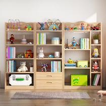 Solid wood bookshelf rack pine wood all solid wood landing Childrens simple bedroom living room Storage bookcase locker lockers