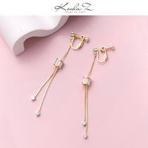 Simple Design Transfer beads Zircon Crystal Tassel Earrings Earless pierced ear clip womens daily