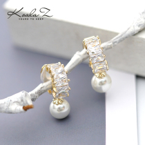 Classic design light luxury style C-shaped ring zircon pearl earrings without pierced ear clips small and exquisite temperament