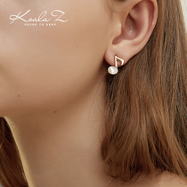 French minimalist design pure natural opal note shape earrings without pierced ear clips new daily commute