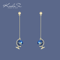 Designer Mermaid Planet Globe niche design enamel cosmic tassel pendant earrings without pierced ear clips