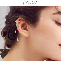 Sweet niche ins Wind exquisite zircon small flower tassels ear hook Daily match
