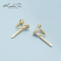 Exquisite light luxury style golden nails full of diamonds zircon earrings without ear holes ear clips European and American personality big-name design
