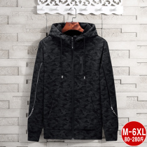 Spring and autumn winter jacket youth students plus velvet padded loose casual camouflage plus size fat mens coat