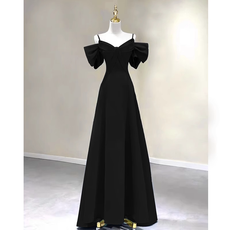 Black Banquet Evening Dress for Women 2025 New Style, Elegant and Classy, Suitable for Students, Graduation, Art Exams, and Can Be Worn by Presenters