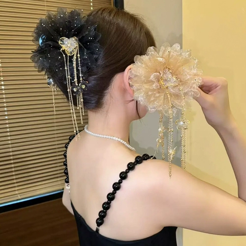 Заколка-крабик с кисточками, заколка для волос, акула, шпильки для волос, аксессуар для волос, изысканный стиль, в цветочек, новая коллекция