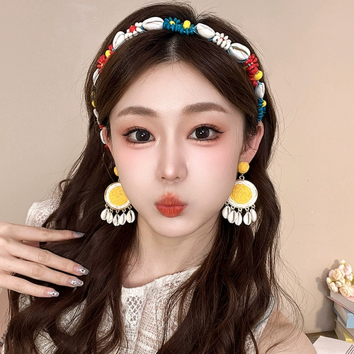 Летние желтые шифоновые серьги, в цветочек