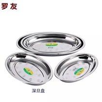 Luoyou stainless steel non-magnetic deepened thickened fish plate saucer bowl powder plate fruit plate steamed fish plate egg shaped plate Dan plate