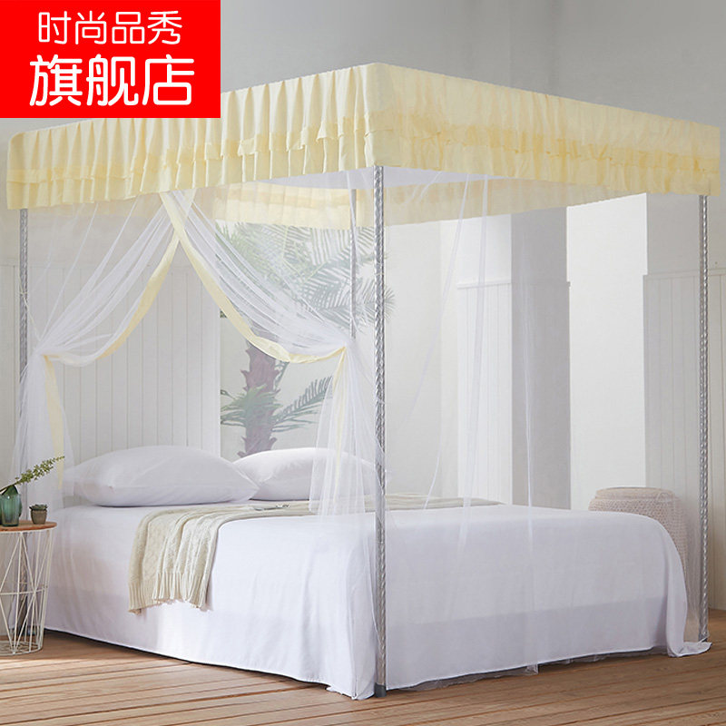 Square single door mosquito net Home normal square bracket solid high-end atmosphere One meter 5 bed traditional old white