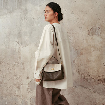 Celebrity Style Avalea First Layer Vegetable-Tanned Leather Color-Blocked Handbag Medium Size Single Shoulder Women's Bag C421