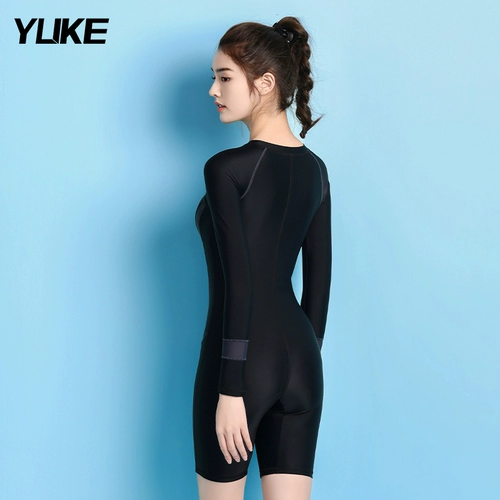 Женский купальник цельный консервативный боксерский угол 2025 года новый с длинными рукавами для гоночных тренировок летний бассейн профессиональная одежда горячие источники