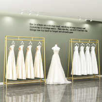 Wedding shop shelves high-end display racks floor-to-ceiling simple gold hangers special cheongsam dress shelves