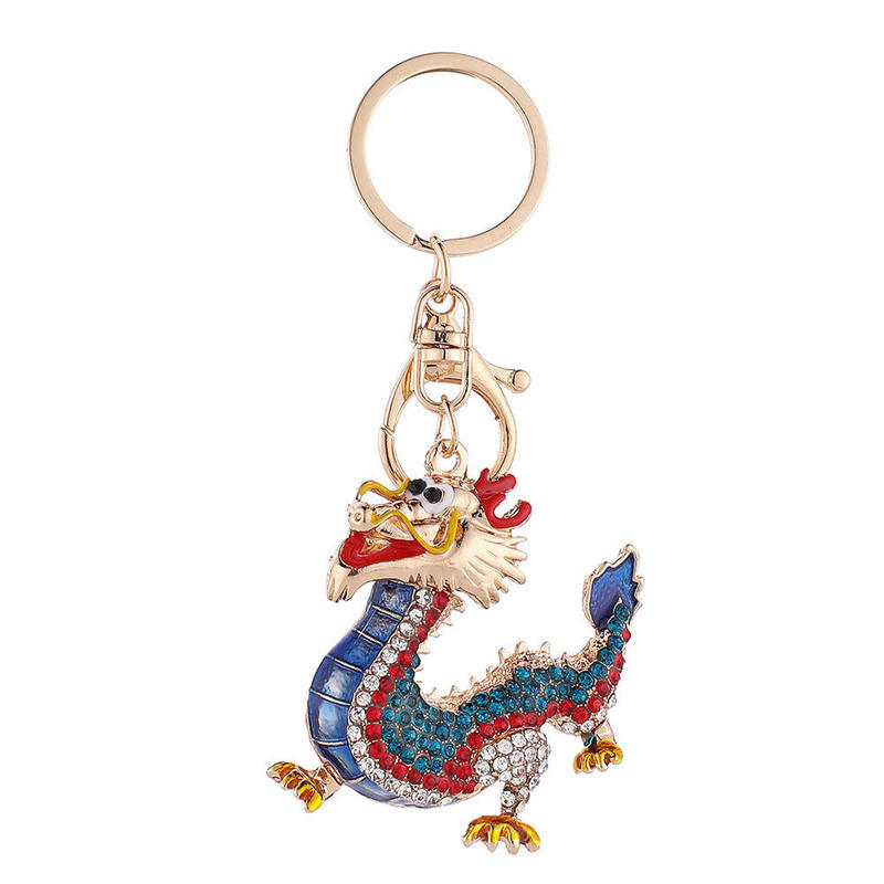 Chinese Feng Shui Dragon Keychain with Diamonds, Chinese Dragon Backpack Pendant, Twelve Zodiac Signs Dragon Ornament, Creative Gift Chinese Feng Shui Dragon Keychain with Diamonds, Chinese Dragon Backpack Pendant, Twelve Zodiac Signs Dragon Ornament, Creative Gift